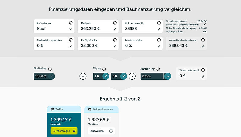 Neuer Bauzinsenrechner von Dr. Klein