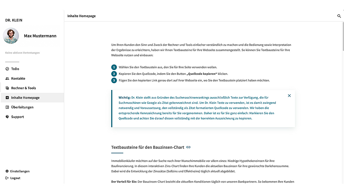 Vorgefertigte Marketingtexte aus dem Partnerportal
