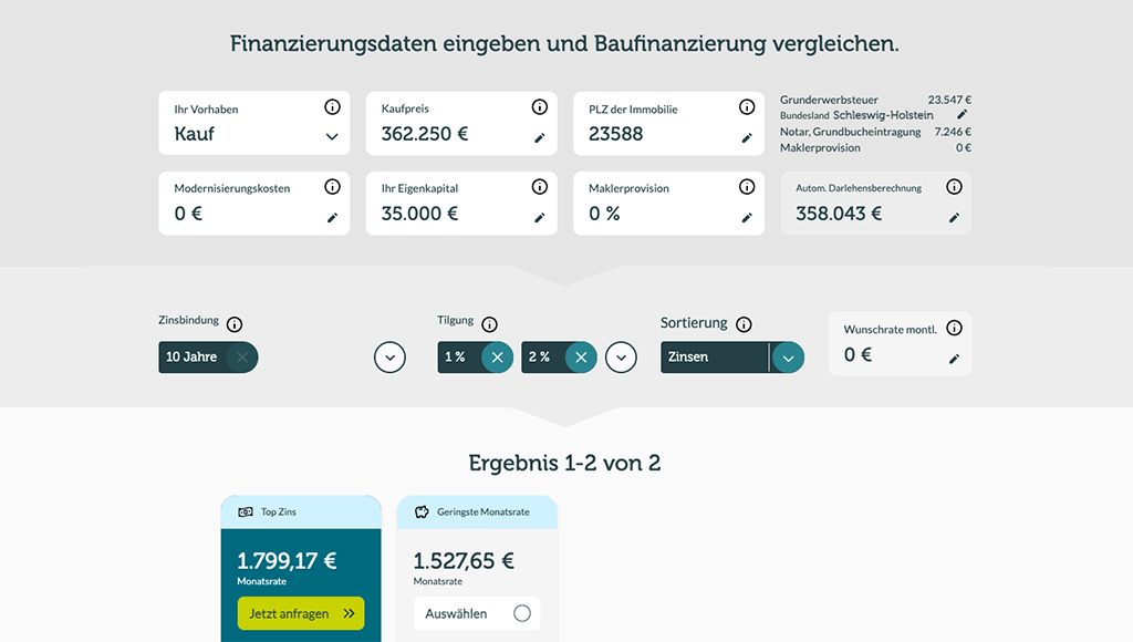 Neuer Bauzinsenrechner von Dr. Klein Neuer Bauzinsenrechner von Dr. Klein