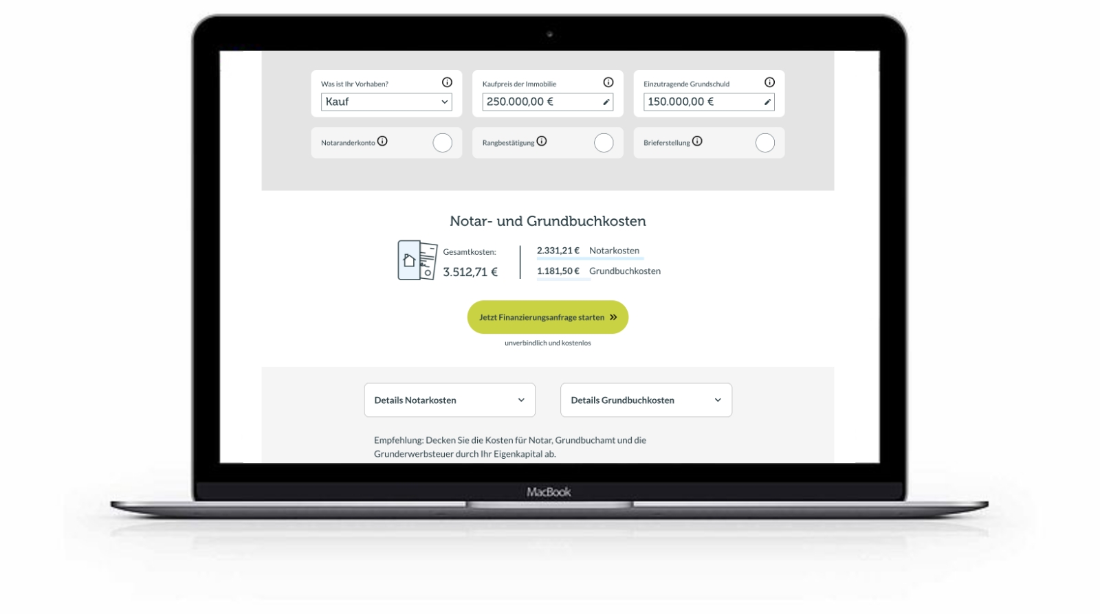 Grundbuchrechner von Dr. Klein