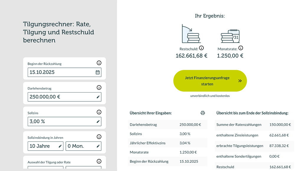 Der neue Tilgungsrechner von Dr. Klein Der neue Tilgungsrechner von Dr. Klein