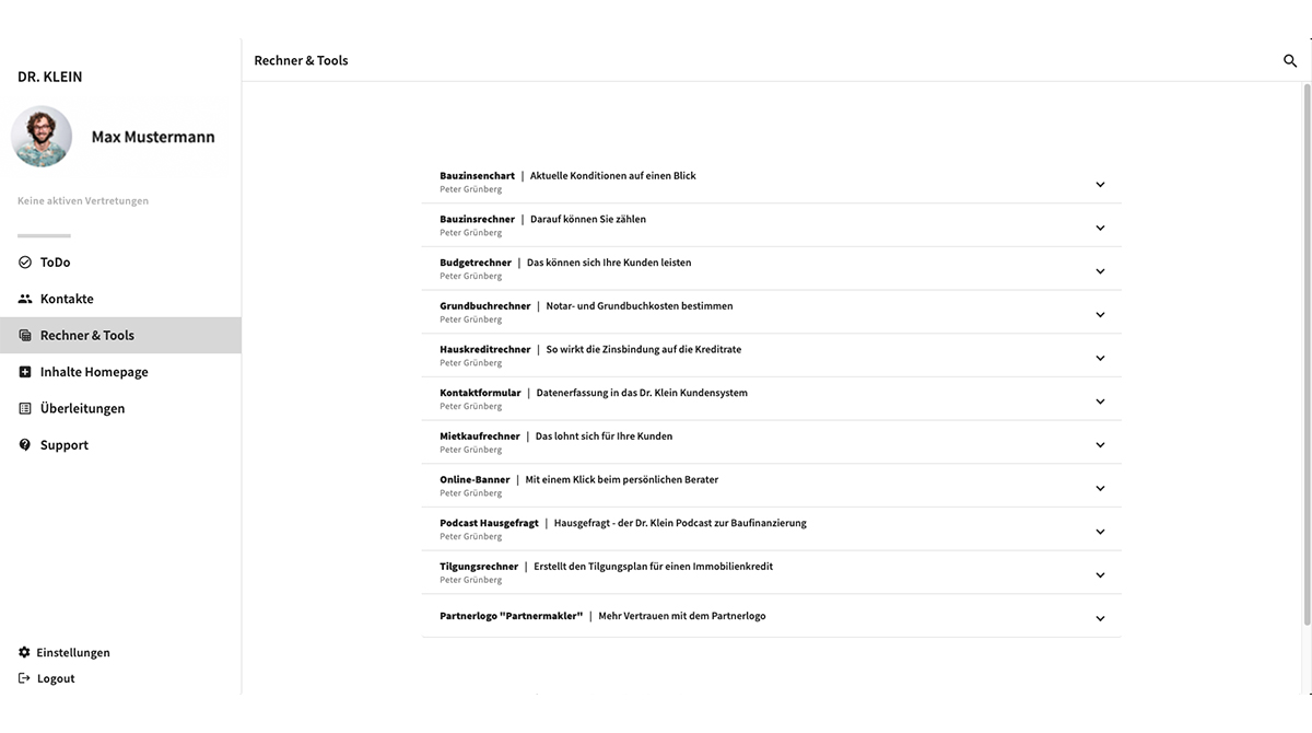 Rechner und Tools Partnerportal