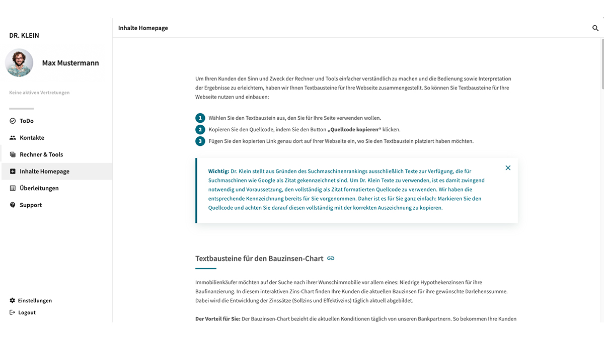 Vorgefertigte Marketingtexte aus dem Partnerportal